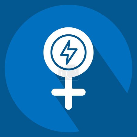 Icon Girl Power. related to Woman Day symbol. long shadow style. simple design illustration