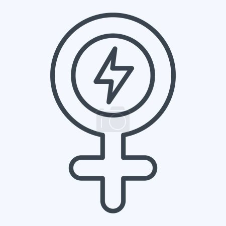 Icon Girl Power. related to Woman Day symbol. line style. simple design illustration