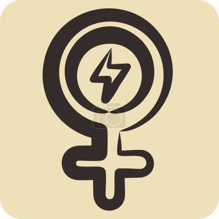 Icon Girl Power. related to Woman Day symbol. hand drawn style. simple design illustration