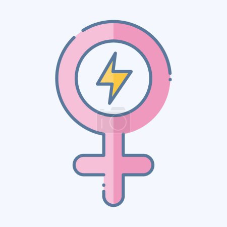 Icon Girl Power. related to Woman Day symbol. doodle style. simple design illustration