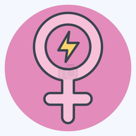 Icon Girl Power. related to Woman Day symbol. color mate style. simple design illustration