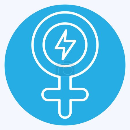 Icon Girl Power. related to Woman Day symbol. blue eyes style. simple design illustration