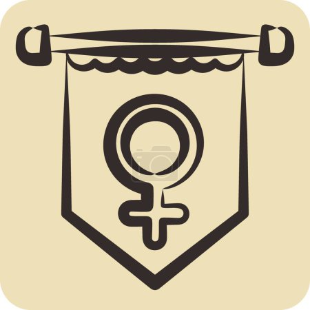 Symbolbanner. verwandt mit dem Symbol des Frauentages. handgezeichneten Stil. einfache Design-Illustration