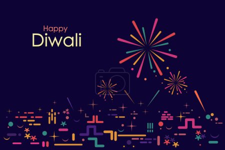 Illustration for Illustration of fireworks and illuminations. Concept for Diwali festival of India - Royalty Free Image