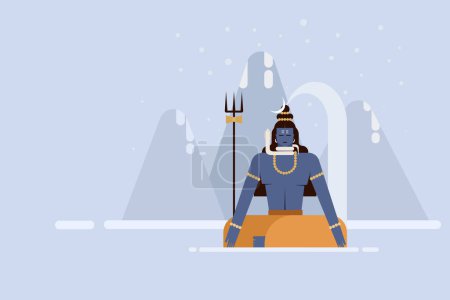 Ilustración de Ilustración del dios mitológico hindú Shiva meditando en las montañas - Imagen libre de derechos