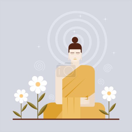 Illustration for Illustration of Buddha meditating in peace - Royalty Free Image