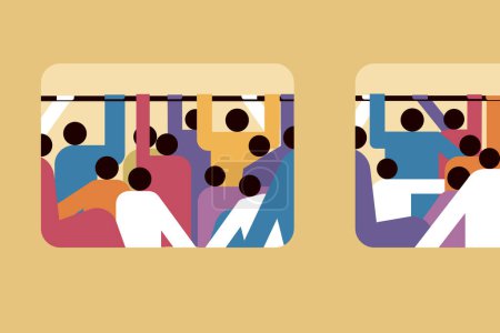 Illustration for Illustration of a crowded public transport system - Royalty Free Image