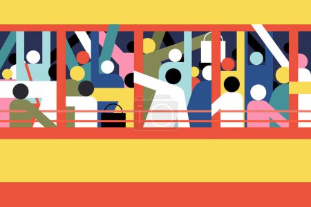 Illustration eines überfüllten Busses im indischen Kontext