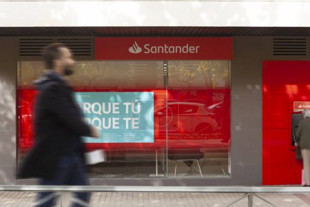 Photo for Spain, November 2021:  branch bank Santander Pozuelo de Alarcon, Madrid - Royalty Free Image