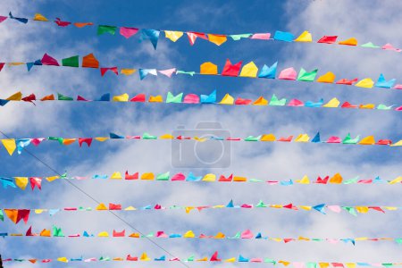 Colorful flags for party decoration. Vivid and beautiful colors