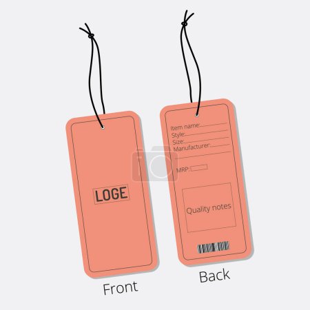 Illustration for Apparel Garments accessories tag design vector illustration front and back views. - Royalty Free Image