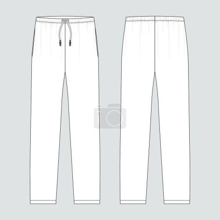 Ilustración de Jersey jogger pantalones Dibujo técnico moda plano bosquejo vector ilustración plantilla frente y atrás vistas - Imagen libre de derechos