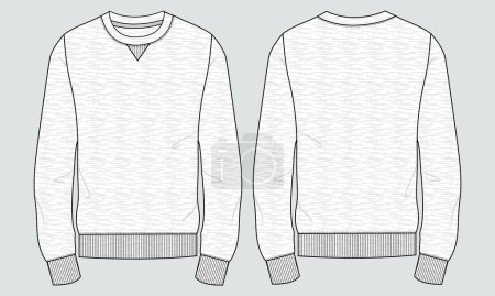Illustration for Raglan Long sleeve sweatshirt vector illustration template front and back views isolated on white background - Royalty Free Image
