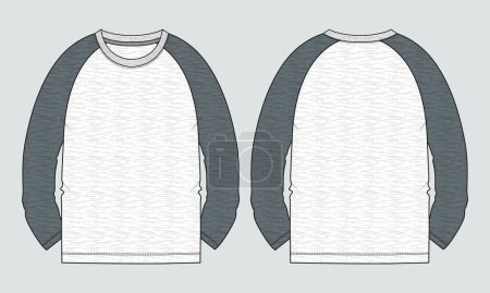 Illustration for Raglan Long sleeve sweatshirt vector illustration template front and back views isolated on white background - Royalty Free Image