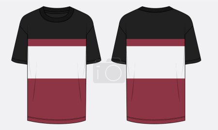 Illustration for Short sleeve t shirt vector illustration template front and back views isolated on white background - Royalty Free Image