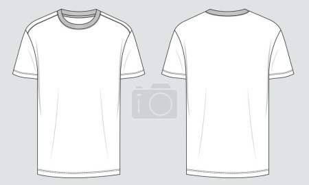 Ilustración de Camiseta de manga corta vector ilustración plantilla vista frontal y trasera aislado sobre fondo blanco - Imagen libre de derechos