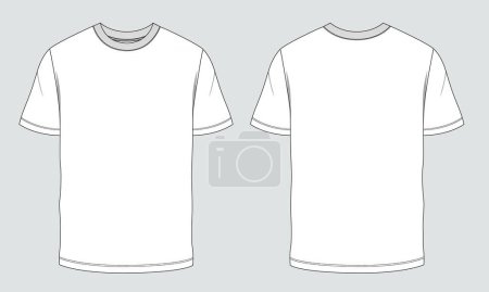 Ilustración de Camiseta de manga corta vector ilustración plantilla vista frontal y trasera aislado sobre fondo blanco - Imagen libre de derechos