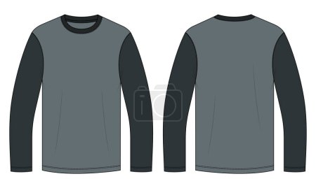 raglan Long sleeve sweatshirt vector illustration template front and back views isolated on white background