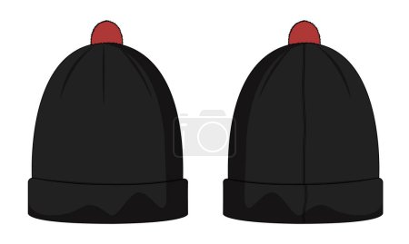 Illustration for Beanie technical drawing fashion flat sketch vector illustration template front and back views - Royalty Free Image