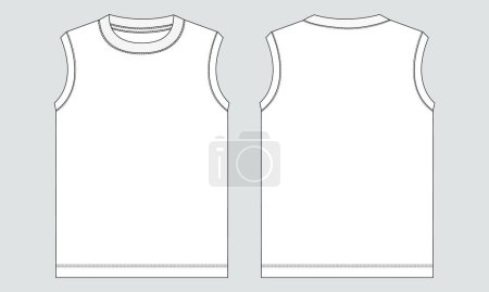 Illustration for Tank Tops Technical drawing Fashion flat sketch vector illustration template Front and back views. - Royalty Free Image