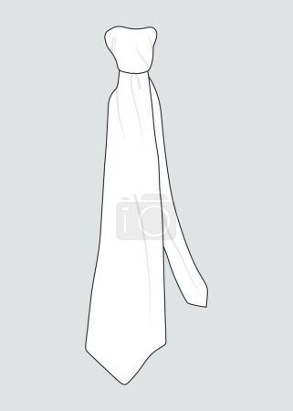 Illustration for Tie design technical drawing fashion flat sketch vector illustration template isolated on grey background - Royalty Free Image