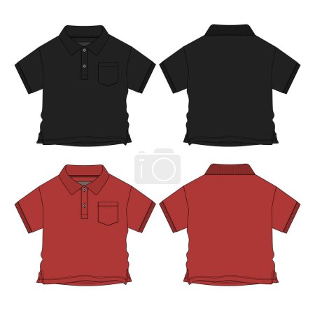 Illustration for Baby boys Polo shirt technical drawing fashion flat sketch vector illustration - Royalty Free Image