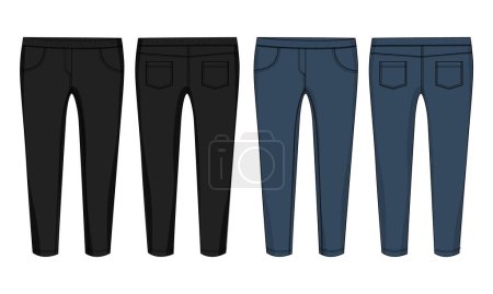 Illustration for Jeans vector illustration template front and back views - Royalty Free Image