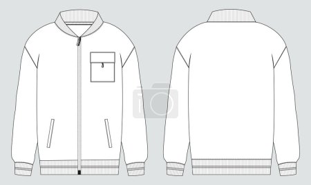 Illustration for Sweatshirt jacket vector illustration template front and back views - Royalty Free Image