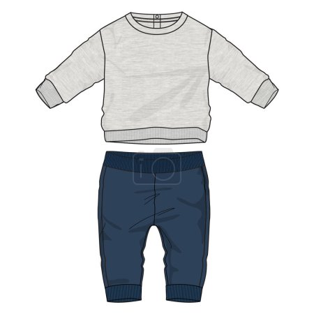 Sweatshirt top and jogger sweatpants illustration template for kids.   
