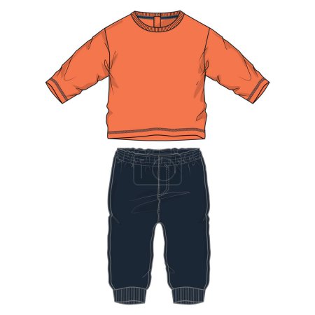 Téléchargez les illustrations : T-shirt top et jogger sweatpants modèle d'illustration pour les enfants. - en licence libre de droit