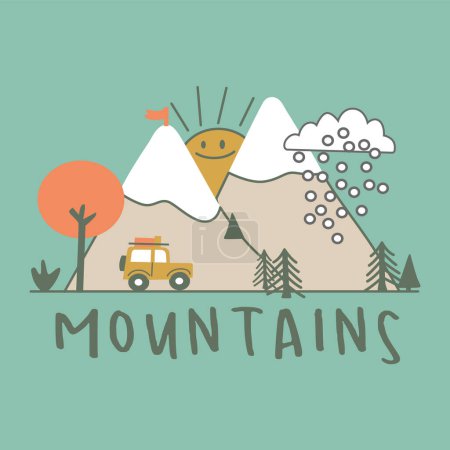 Illustration for Hand drawn doodle illustration for hiking and adventure - Royalty Free Image
