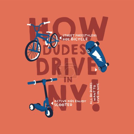 Téléchargez les illustrations : Une couverture de livre qui dit comment les garçons conduisent dans nyc. - en licence libre de droit