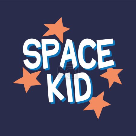 Illustration for Space kid  lettering poster - Royalty Free Image