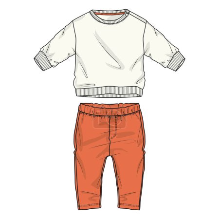 Téléchargez les illustrations : Sweatshirt haut et jogger sweatpants modèle d'illustration pour les enfants. - en licence libre de droit