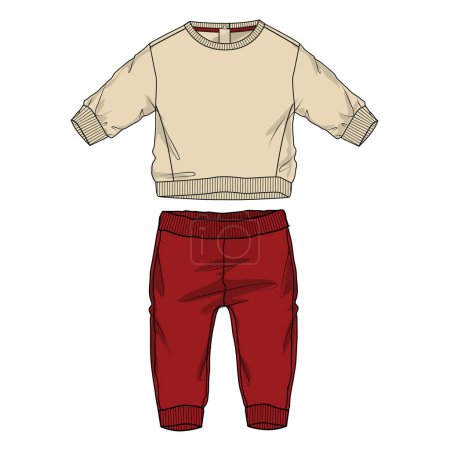 Illustration for Sweatshirt top and jogger sweatpants vector illustration template for kids. - Royalty Free Image