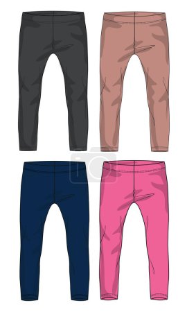 Illustration for Pants technical fashion flat sketch vector illustration template - Royalty Free Image