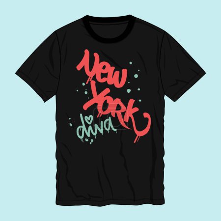 Téléchargez les illustrations : New York typographie t-shirt imprimé illustration vectorielle prête à imprimer - en licence libre de droit