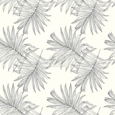 Illustration for Tropical palm leaves seamless vector illustration pattern background. Design for use all over fabric print wrapping paper and others. - Royalty Free Image