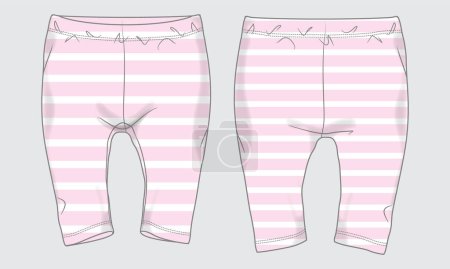Ilustración de Pantalones de leggings con toda la plantilla de ilustración vectorial de rayas para niños - Imagen libre de derechos