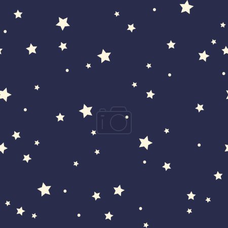 Illustration for Vector illustration stars seamless pattern isolated on navy background. design for use all over fabric print wrapping paper decorative backdrop and others - Royalty Free Image