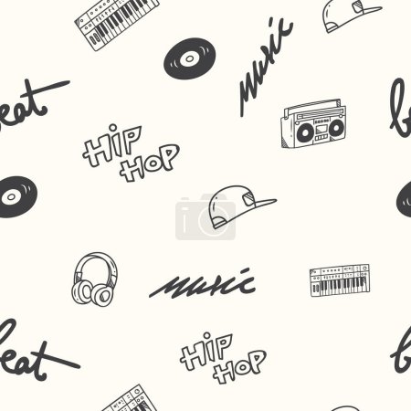Illustration for Seamless pattern background with musical elements - Royalty Free Image