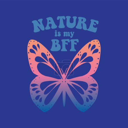 Ilustración de Mariposa colorida sobre fondo azul - Imagen libre de derechos