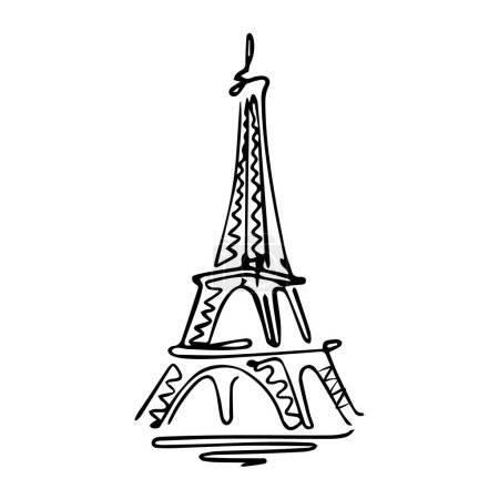 Ilustración de Torre eiffel icono de dibujo vectorial aislado en el fondo. Icono de torre eiffel dibujado a mano. - Imagen libre de derechos