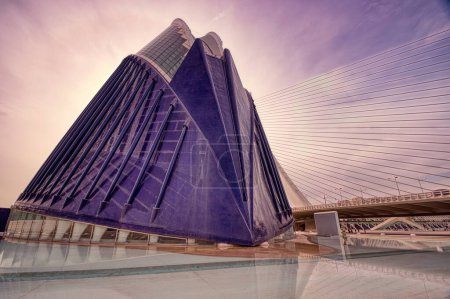 Photo for Valencia, City of arts and sciences park. Dramatic backlight of Agora building - Royalty Free Image