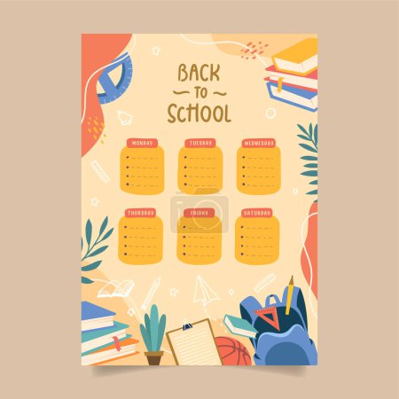 Illustration for Back to school time table template vector - Royalty Free Image