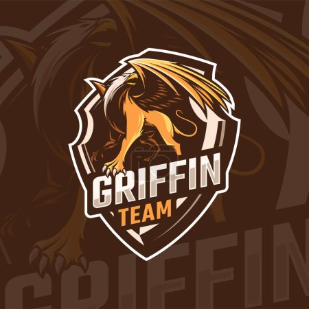Ilustración de Diseño del logotipo de la mascota Griffin - Imagen libre de derechos
