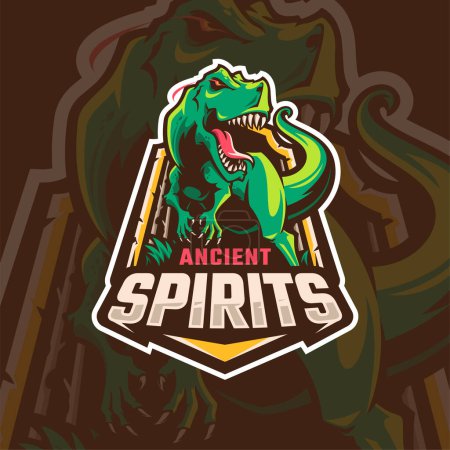 Ilustración de Raptor dinosaurio mascota logo diseño - Imagen libre de derechos