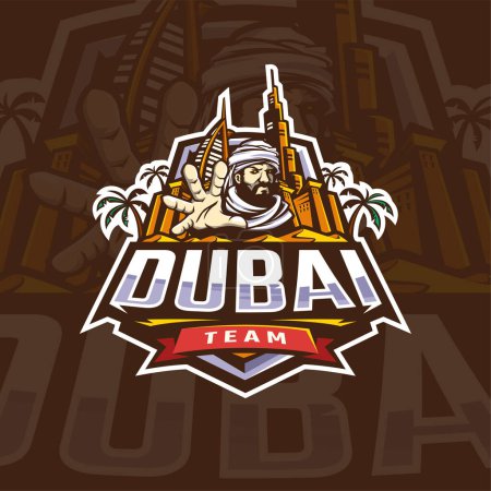 Illustration for Arabic Sultan Mascot Logo Design - Royalty Free Image