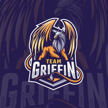 Ilustración de Diseño del logotipo de la mascota Griffin - Imagen libre de derechos
