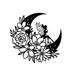 Fairy and crescent moon cut file illustration